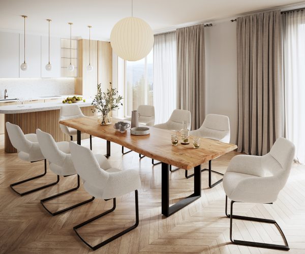 Jídelní stůl Edge 300x100 XL akácie přírodní kov černá - Image 7
