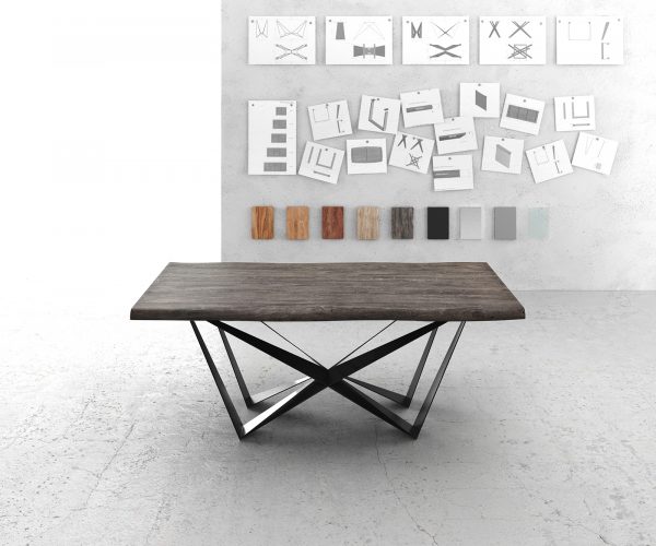 Jídelní stůl Edge 200x100 XL akácie platina plochá ocel černá - Image 2