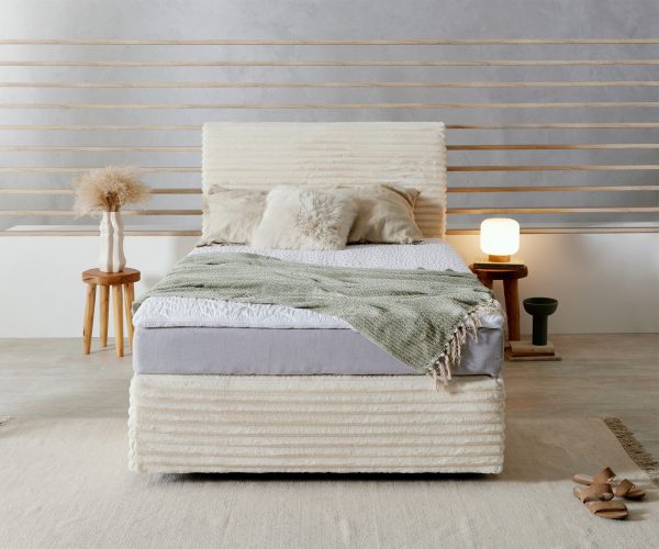 Boxspring postel Dream-Well 120x200 cm plyšový manšestr s taštičkovou pružinovou matrací a visco-topperem - Image 2