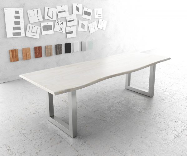 Jídelní stůl Edge 260x100 bílá nerezová ocel široká