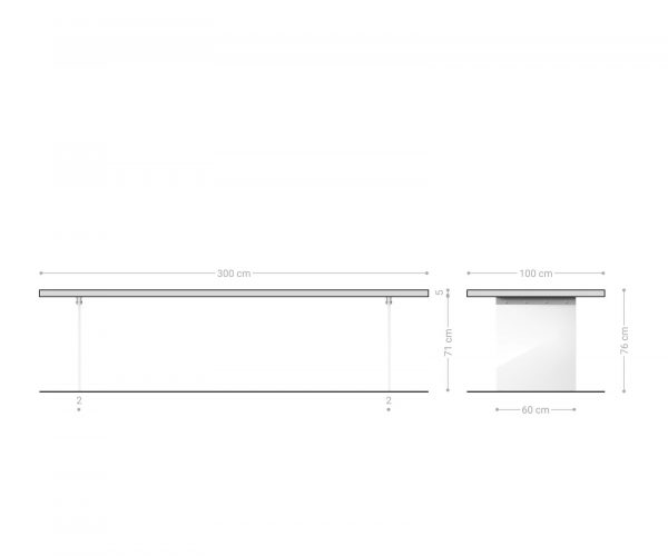 Jídelní stůl Edge 300x100 cm XL akácie platina - Image 7
