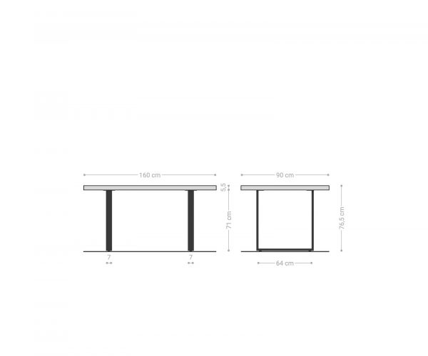 Étkezőasztal Edge 160x90 XL akác természetes fekete vékony lábazat Live-Edge - Image 7