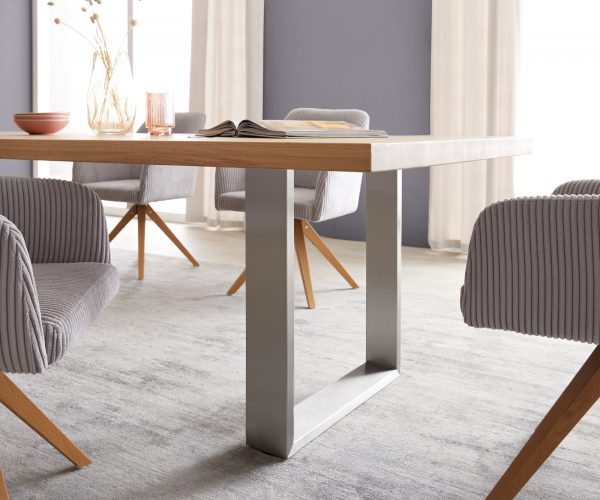 Jídelní stůl Edge 300x100 cm přírodní dub úzká podnož nerezová ocel - Image 5