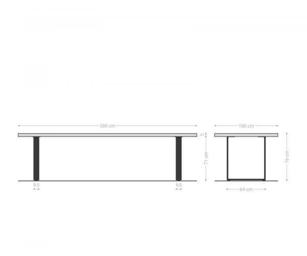 Jídelní stůl Edge 300x100 cm přírodní dub úzká podnož nerezová ocel - Image 8
