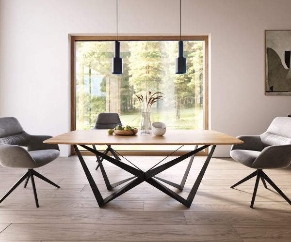 Jídelní stůl Edge 200x100 cm zaoblená přírodní dub švýcarská hrana - Image 5