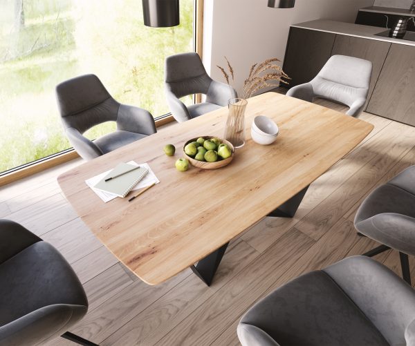 Jídelní stůl Edge 200x100 cm zaoblená přírodní dub švýcarská hrana - Image 2