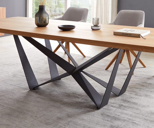 Jídelní stůl Edge 300x100 cm přírodní dub podnož plochá kov černá - Image 5