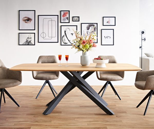 Jídelní stůl Edge 200x100 cm zaoblená přírodní dub švýcarská hrana - Image 5