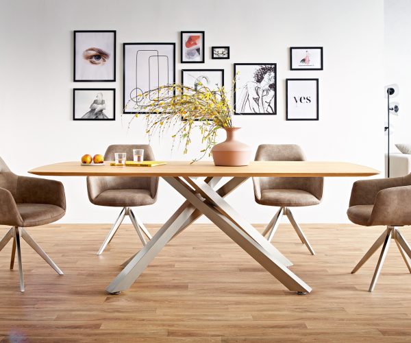 Jídelní stůl Edge 200x100 cm zaoblená přírodní dub švýcarská hrana - Image 5