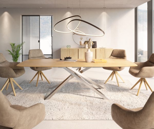 Jídelní stůl Edge 260x100 cm zaoblená přírodní dub švýcarská hrana - Image 2