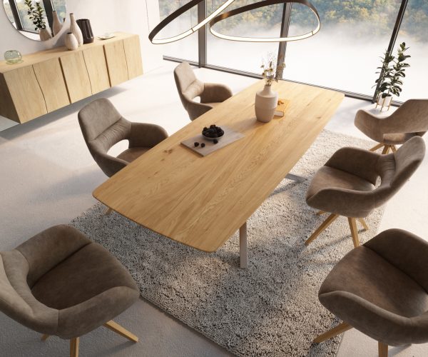Jídelní stůl Edge 260x100 cm zaoblená přírodní dub švýcarská hrana - Image 4