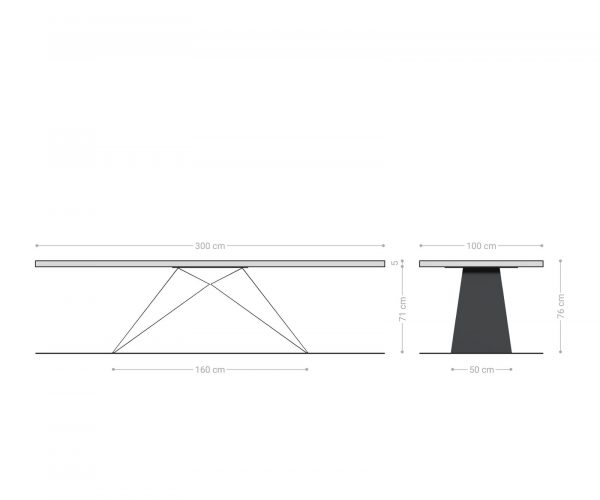 Jídelní stůl Edge 300x100 cm přírodní dub podnož ve tvaru "V" kov černá - Image 8