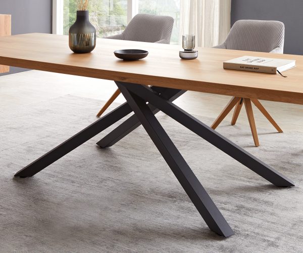 Jídelní stůl Edge 300x100 cm přírodní dub křížová podnož černá - Image 5