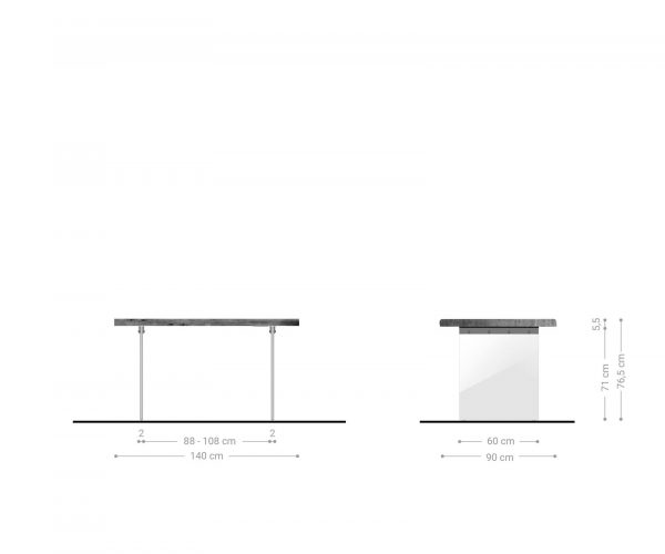 Jídelní stůl Edge 140x90 cm XL přírodní akácie skleněná podnož - Image 6