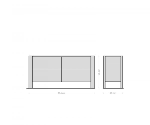 Komoda Philon 150x45 cm přírodní akácie 4 zásuvky - Image 8