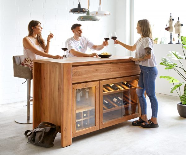 Komoda Hedora 160x75 cm přírodní akácie skříňka na nápoje s osvětlením - Image 9