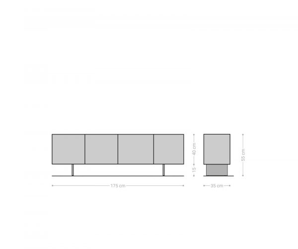 TV szekrény Puzzle 175 cm 4 ajtós akác természetes lebegő fém láb fekete - Image 6