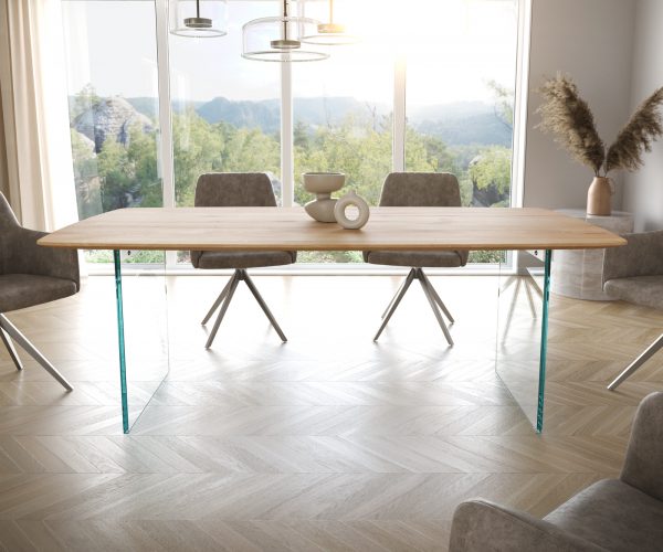 Jídelní stůl Edge 200x100 cm zaoblená přírodní dub švýcarská hrana - Image 2