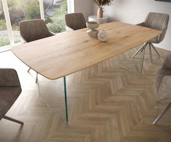 Jídelní stůl Edge 200x100 cm zaoblená přírodní dub švýcarská hrana - Image 4