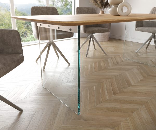 Jídelní stůl Edge 200x100 cm zaoblená přírodní dub švýcarská hrana - Image 6