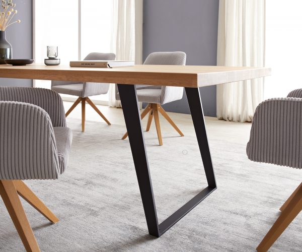Jídelní stůl Edge 300x100 cm přírodní dub šikmá podnož kov černá - Image 5