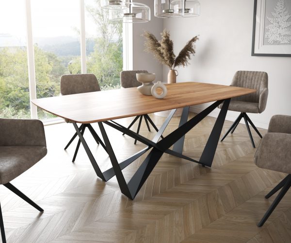 Jídelní stůl Edge 200x100 cm zaoblená přírodní akácie švýcarská hrana