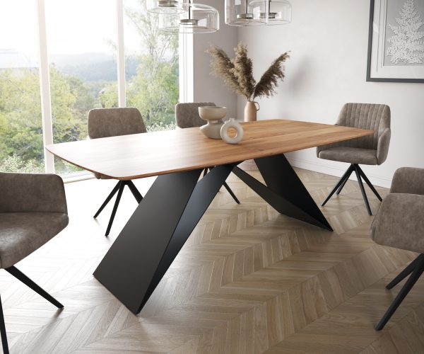 Jídelní stůl Edge 200x100 cm zaoblená přírodní akácie švýcarská hrana