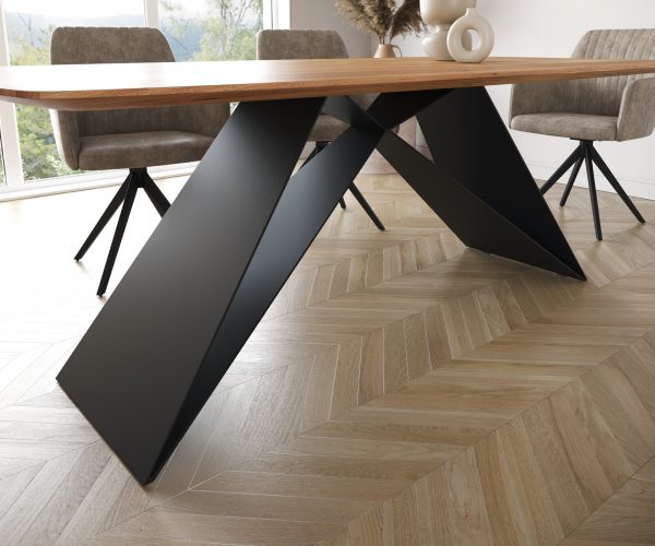 Jídelní stůl Edge 200x100 cm zaoblená přírodní akácie švýcarská hrana - Image 6