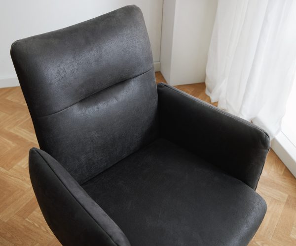 Jídelní židle Jova-Flex s područkami konzolová podnož kulatá nerezová ocel mikrovlákno antracitová vintage taštičkové pružiny - Image 6