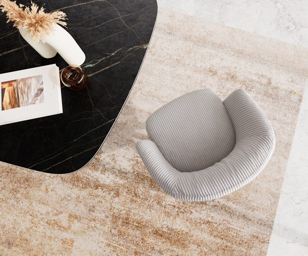 Otočná židle Caja-Flex s područkami dřevěná podnož hranatáIch manšestr stříbrnošedá 180° taštičkové pružiny - Image 4
