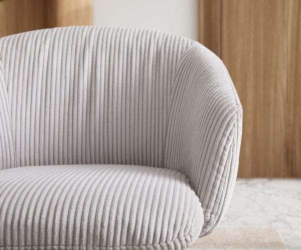 Otočná židle Caja-Flex s područkami dřevěná podnož hranatáIch manšestr stříbrnošedá 180° taštičkové pružiny - Image 5