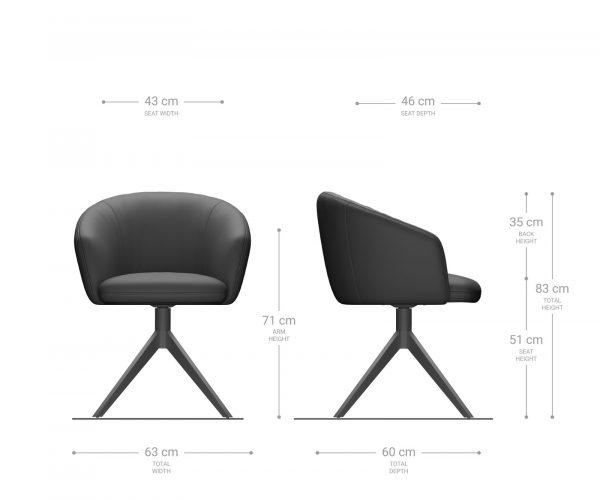 Otočná židle Caja-Flex s područkami křížová podnož široká nerezová bouclé bílá 180° taštičkové pružiny - Image 8