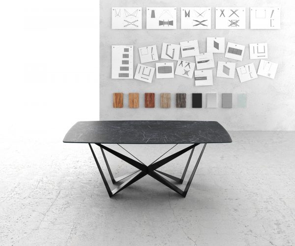 Jídelní stůl Edge zaoblená 200x100 cm Laminam® keramika šedá podnož kovová plochá - Image 2