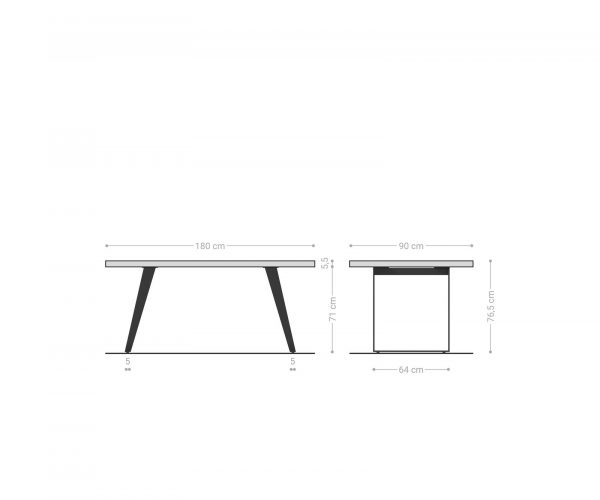 Jídelní stůl Edge 180x90 cm XL akácie platina - Image 8
