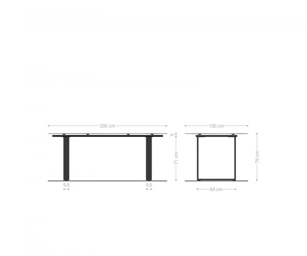 Jídelní stůl Edge 200x100 cm keramika zaoblená Laminam® Nero Greco šedá úzká podnož nerezová ocel - Image 7