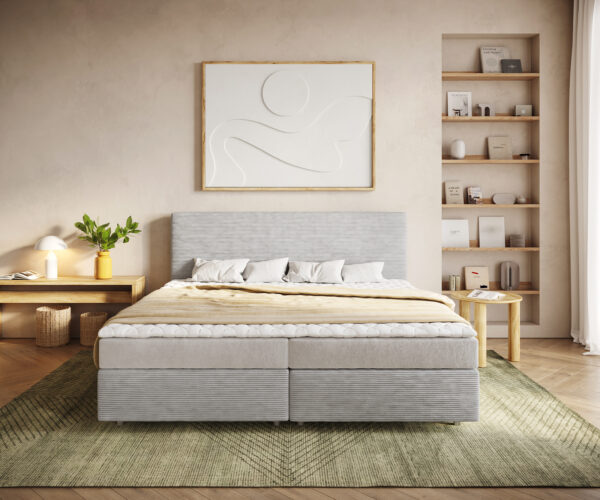 Boxspring postel Dream-Well manšestr 200x200 cm s matrací a topperem - Image 2