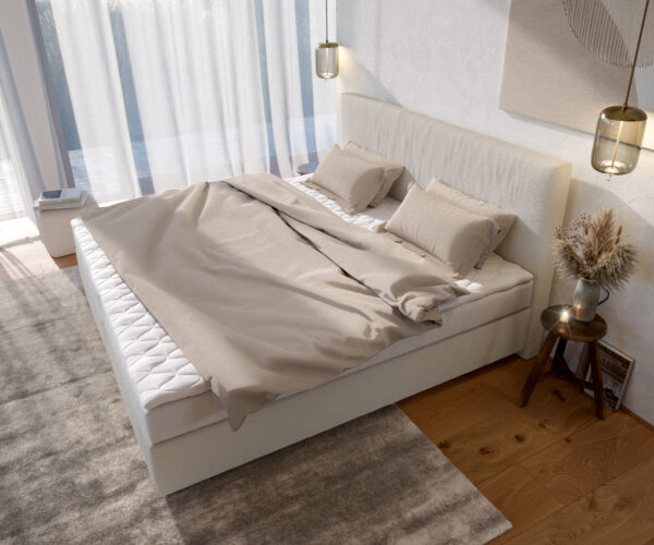 Boxspring postel Dream-Well 200x200 cm bouclé s matrací a topperem - Image 4