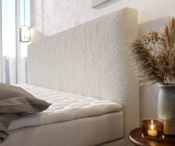 Boxspring postel Dream-Well 200x200 cm bouclé s matrací a topperem - Image 5