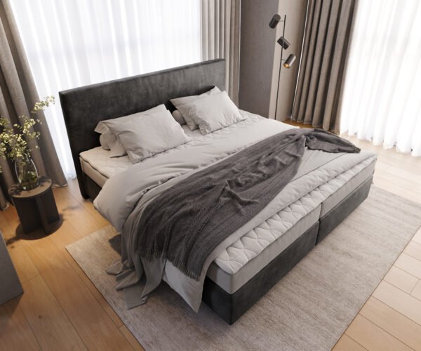 Boxspring postel Dream-Well mikrovlákno 200x200 cm s matrací a topperem - Image 4