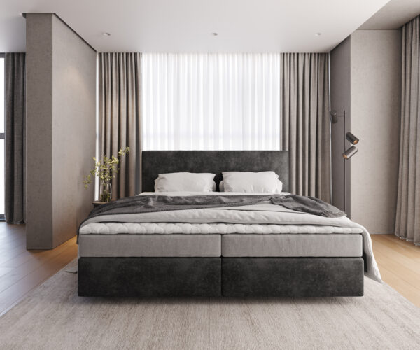 Boxspring postel Dream-Well mikrovlákno 200x200 cm s matrací a topperem - Image 2