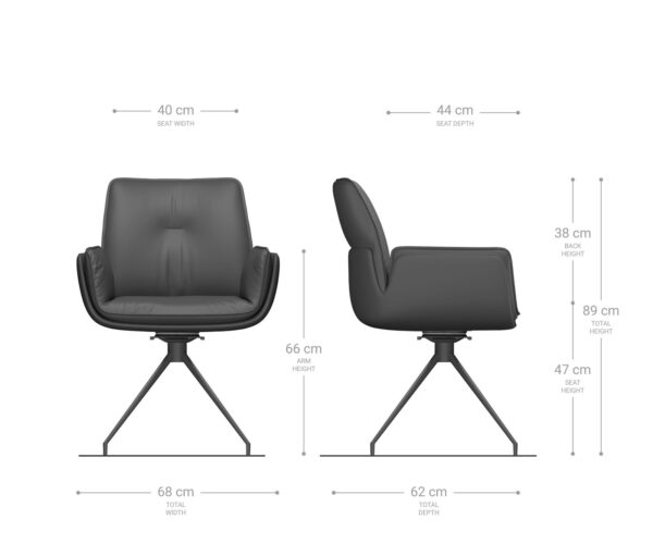 Jídelní židle Nela-Flex béžová křížová podnož zaoblená nerezová ocel 180° otočná - Image 7