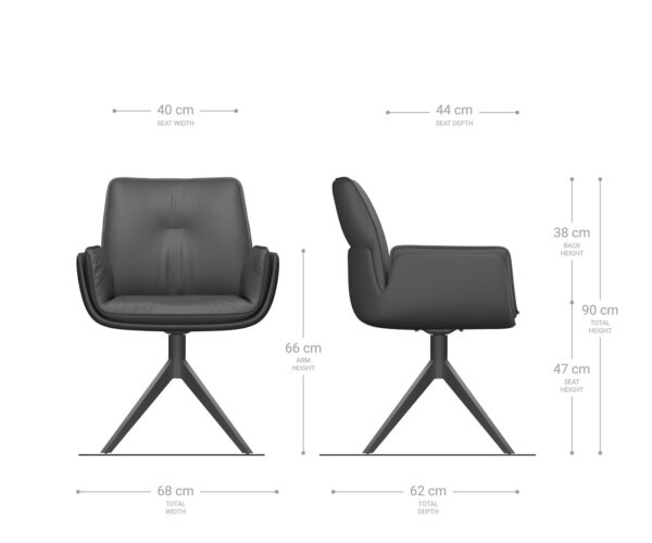 Jídelní židle Nela-Flex béžová křížová podnož široká nerezová ocel 360° otočná - Image 7