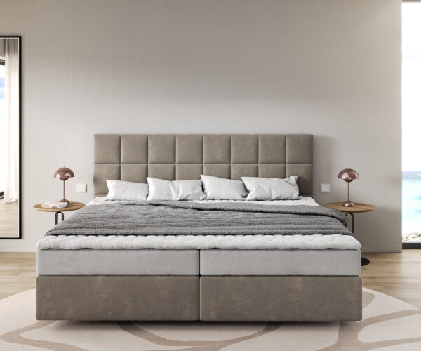 Boxspring postel Dream-Great 200x200 cm mikrovlákno s matrací a topperem - Image 2