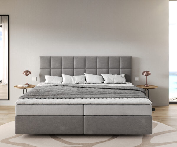 Boxspring postel Dream-Great 200x200 cm mikrovlákno s matrací a topperem - Image 2