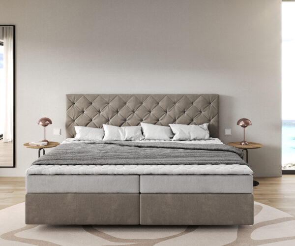 Boxspring postel Dream-Great mikrovlákno 200x200 cm s matrací a topperem - Image 2