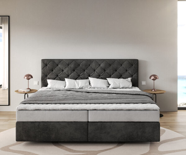 Boxspring postel Dream-Great mikrovlákno 200x200 cm s matrací a topperem - Image 2