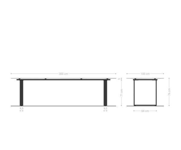 Jídelní stůl Edge 300x100 keramika minas melange bílo-béžová nerezová úzká - Image 9