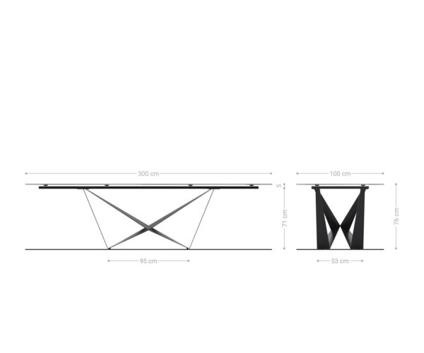 Jídelní stůl Edge 300x100 keramika minas melange bílo-béžová křížová podnož plochá černá - Image 9