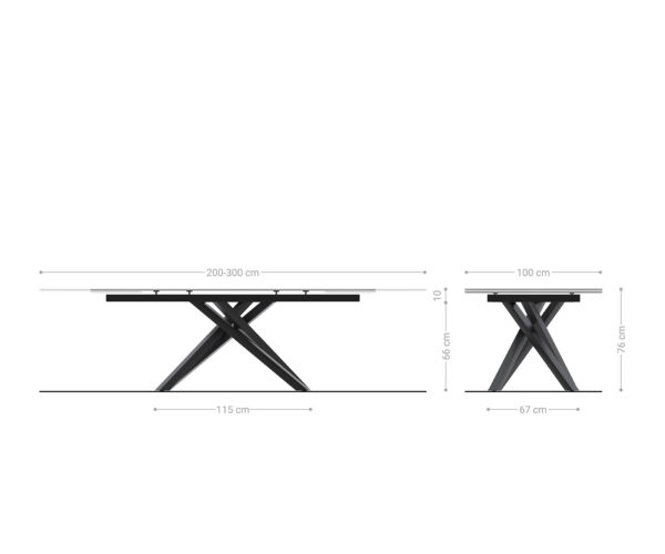 Jídelní stůl Edge 200-300x100 keramika Laminam®Statuarietto bílá křížová podnož hranatá nerezová rozkládací - Image 9