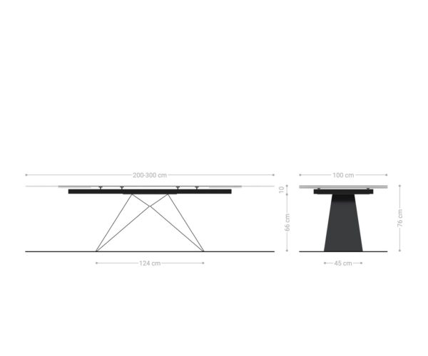 Jídelní stůl Edge 200-300x100 keramika Laminam® Sabbia v barvě podnož ve tvaru "V" plochá ocel černá rozkládací - Image 9
